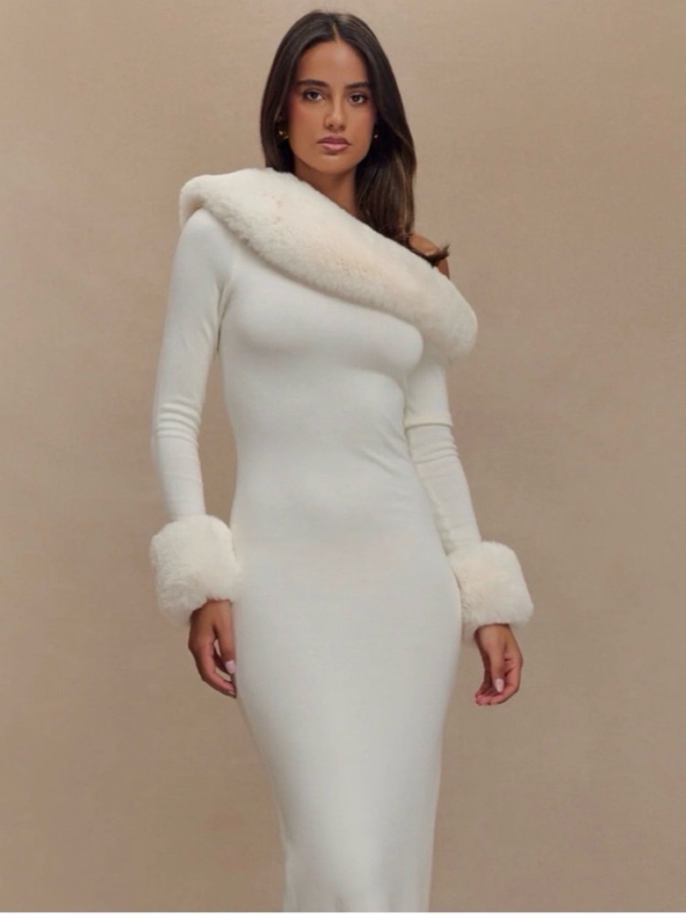 Meshki Kaleigh Faux Fur Knit Maxi Dress
